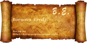 Borsova Ernő névjegykártya